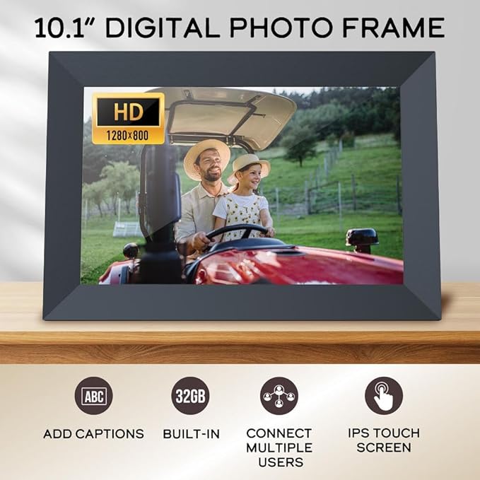 IMPECCA 10.1” Wi Fi Digital Picture Frame, Touch ScreenSmart Picture Frame, 32GB Storage up-to 50,000 Photos, Auto-Rotate, Slideshow, HD 1280x800 IPS Share via Frameo APP