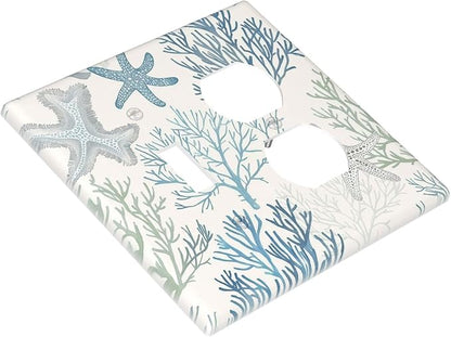 Wallplates Ocean Beach Theme Starfish Seashell Coral 1 Toggle 1 Duplex Switch Plate Electrical Gfci Faceplate Decorative Light Switch Covers For Bathroom Kids Room Decor