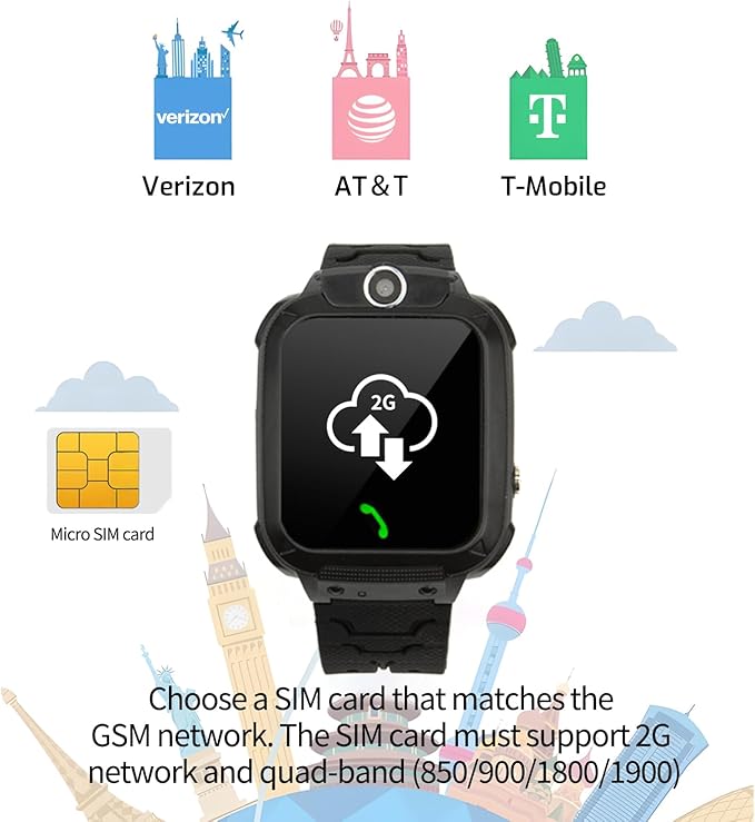 2G Kids Smart Watch, SOS Emergency Call, Video Calling, Waterproof Activity Tracker for 3-12 Years Girls/Boys - Birthday Gift Idea