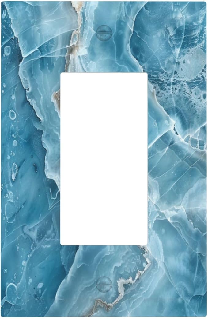 Decorative Outlet Covers Abstract Watercolor Blue Marble Texture 1 Gang Rocker Light Switch Cover Plate Single Wall Plates for Electrical Outlets Switch Plate Covers for Kitchen Decor
