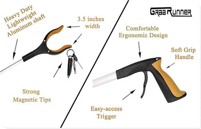 Grabber Reacher Tool -2 Pack 32” Reacher Grabber Tool with Strong Magnetic and Swivel Head - Pick Up Stick Grabbers for Seniors, Trash, Surgery Recovery Must Haves Gifts(Yellow)