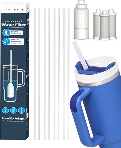 PureSip Adapt Stanley Bottle Straw, Reusable Straws with Filter, Stanley Straw Replacement 40 oz, 30 oz, Plastic Straws for WATERH Vita Bottle, Simple Modern, Hydro Flask (3 Filter + 5 Straws)