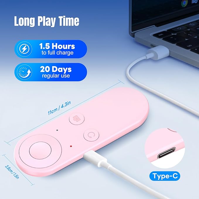 Phone Remote Controller - Bluetooth Remote for iPhone with Air Mouse Control, TikTok Scrolling Ring, Bluetooth Page Turner, Camera & Music Remote, YouTube & Instagram, iOS&Android, Pink