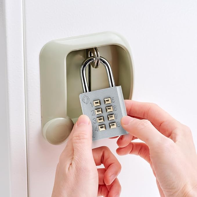 XB35 8-Digit Push Button Combination Padlock, 4 Digit Locking Mechanism, Gray, 1-Pack