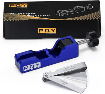 Universal Spark Plug Gap Tool with 32 Blades Steel Feeler Gauge for Most 10mm 12mm 14mm 16mm Spark Plugs Blue