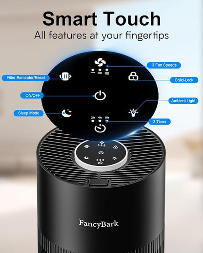 Air Purifiers for Home Bedroom Up to 1000 Ft², H14 True HEPA Room Air Purifiers for Bedroom With Sleep Mode Light Mode & Aroma Function Air Cleaner Smoke Odor Dust Pollen Pet Dander (Black)
