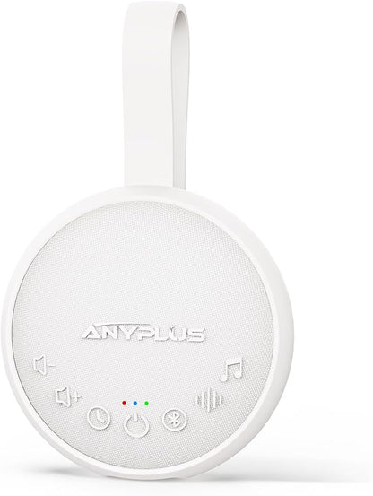 White Noise Sound Machine for Sleeping Adults & Baby, Portable Noise Machine with 24 Soothing Sounds, Bluetooth 5.1, Battery Powered, 3 Timer Settings, Memory Function for Home, Office, Travel (White)