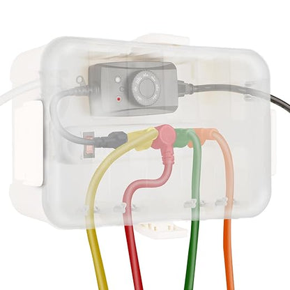 Flemoon Outdoor Electrical Box with Transparent Lid, IP54 Waterproof Electrical Box Outdoor, Large Weatherproof Extension Cord Cover with Clear Cover for Photocell Light Sensor Timer, Outlet, White