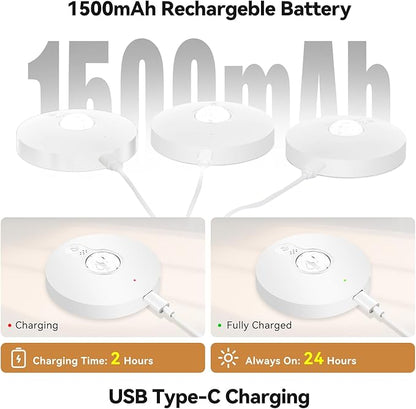 Rechargeable Puck Lights with Remote, 12 Pack Magnetic Under Cabinet Lighting, 1500mAh Battery Operated LED Tap Lights with Dimmer & Timmer for Kitchen, Closet, Shelf - 3 Color Temps & 12 RGB, White