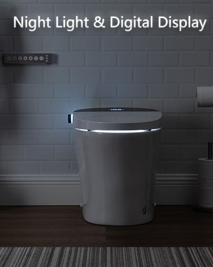 CANEST Smart Toilet, Toilet With Bidet Auto Flush, Auto Open and Close, Foot Sensor Operation, Warm Water, Heated Seat, Temperature Display, Night Light (TC-200GE)