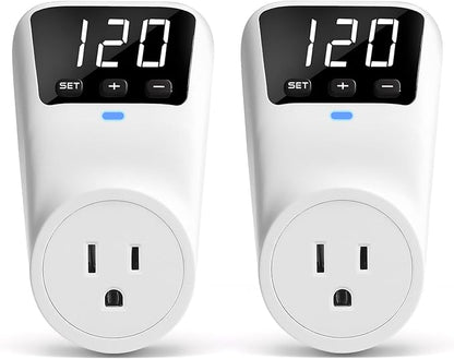 BSEED Surge Protector, 1800W Wall Surge Protector for Refrigerator, TV, PC, Home Appliance, Voltage Regulator with LED Display Screen, Adjustable Voltage Protector, 15A, 120V, 2 Pack
