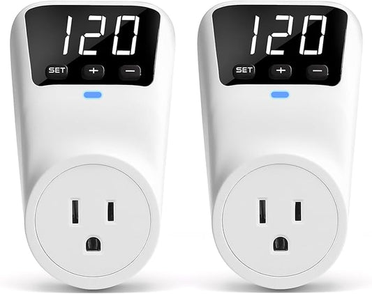 BSEED Surge Protector, 1800W Wall Surge Protector for Refrigerator, TV, PC, Home Appliance, Voltage Regulator with LED Display Screen, Adjustable Voltage Protector, 15A, 120V, 2 Pack