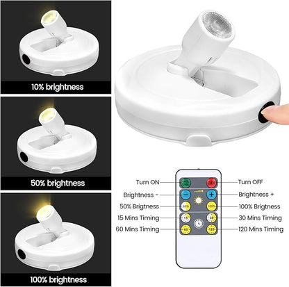 Wireless Spotlight Battery Operated, Picture Light with Remote, LED Accent Spot Light for Indoor Plant Tree, Display Puck Lights, Stick Uplighting for Painting Dartboard Wall Decor Artwork Photo