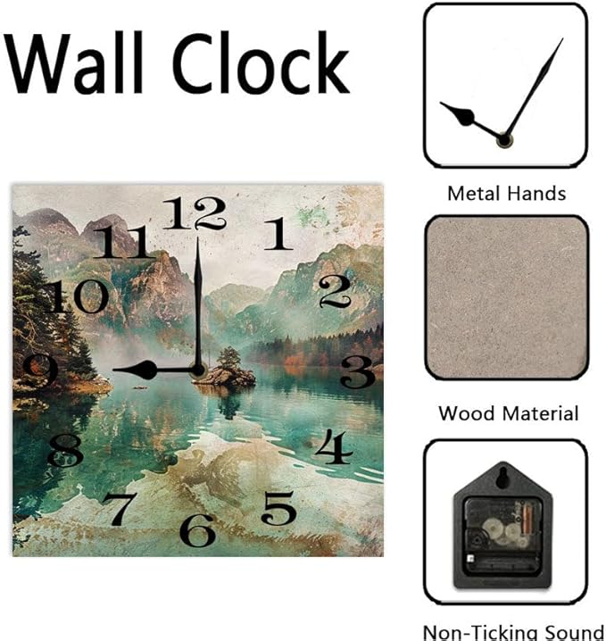 10 in Cosmic Connection -218 Wood Wall Clock – Digital Time Display, Smart Home Compatible for Bedside or Workspace