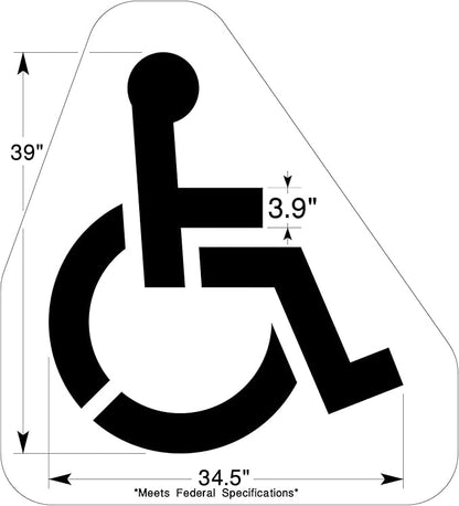 Small Handicap Parking Stencil | Part#: 10000571 | 26.5" W x 30" H | Flexible and Durable 1/8" PolyTough Lifetime | Made in USA