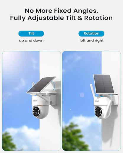 ieGeek 2 Pack S5 Solar Security Camera Wireless Outdoor – 2K 3MP WiFi Camera with Removable Solar Panel, 360° Pan Tilt, Color Night Vision, AI Detection, 2-Way Audio, IP65 for Home Security