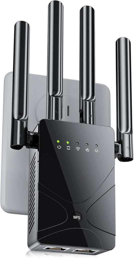 2026 WiFi Extender Signal Booster for Home, 15555 Sq.ft Long Range Internet Repeater-95% Faster,Strongest Wireless Router Amplifier w/Ethernet Port,Mesh Wi-Fi Repeater Support 99% Devices,1-Tap Setup