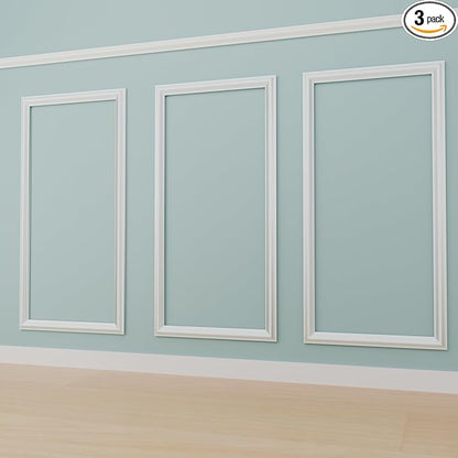 3 PCS Premade Wainscoting Panels Peel and Stick Accent Wall Panels for Interior Wall Decor Easy DIY Build and Batten Chair Rail & Picture Frame Door Decor (12 x 24 in)