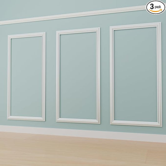 3 PCS Premade Wainscoting Panels Peel and Stick Accent Wall Panels for Interior Wall Decor Easy DIY Build and Batten Chair Rail & Picture Frame Door Decor (12 x 24 in)