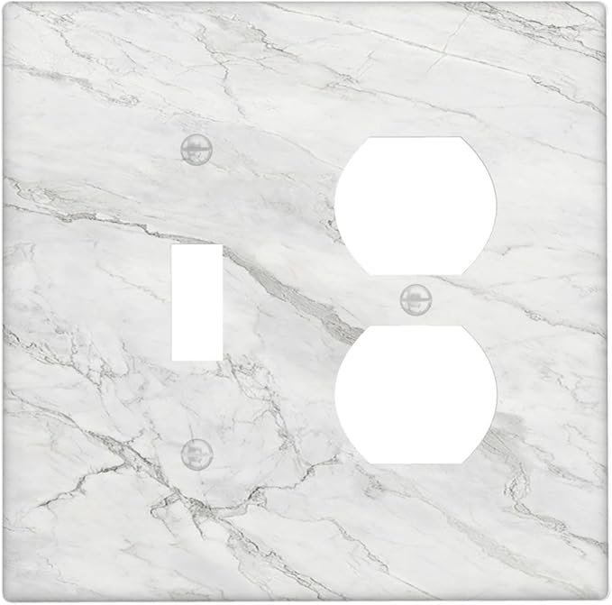 Wallplates Marble Granite White And Grey 1 Toggle 1 Duplex Switch Plate Electrical GFCI Faceplate Decorative Light Switch Covers for Home Bedroom Decor