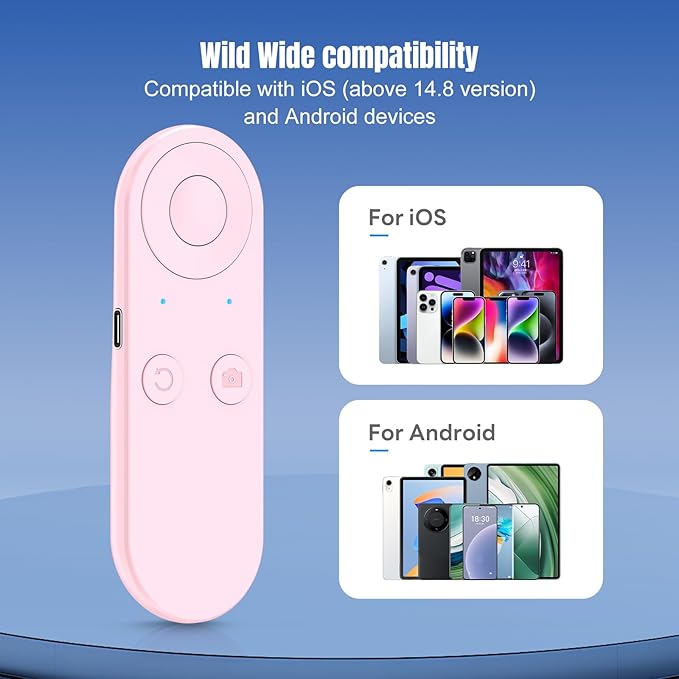 Phone Remote Controller - Bluetooth Remote for iPhone with Air Mouse Control, TikTok Scrolling Ring, Bluetooth Page Turner, Camera & Music Remote, YouTube & Instagram, iOS&Android, Pink