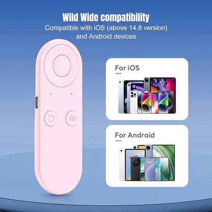 Phone Remote Controller - Bluetooth Remote for iPhone with Air Mouse Control, TikTok Scrolling Ring, Bluetooth Page Turner, Camera & Music Remote, YouTube & Instagram, iOS&Android, Pink