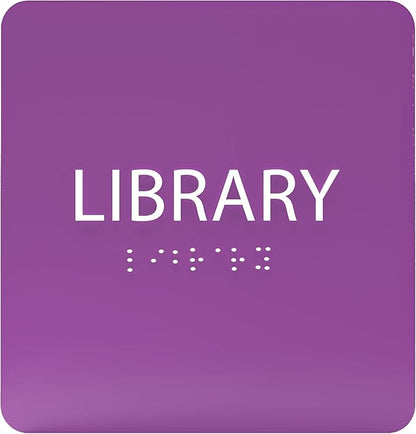 6" X6" Library Sign - ADA Compliant Tactile Graphics Grade 2 Braille Text Acrylic Wall Sign - Quiet zone, Information Convey, Group Study Room Door Signs for Office, School, Home