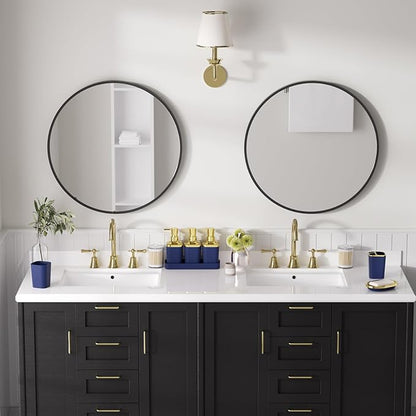 Bathroom Sets with Shower Curtain and Rugs, 27PC Bathroom Accessory Set, Blue Bathroom Set, Navy Blue Bathroom Accessories Set with Trash Can, Toilet Brush and Soap Dispensers