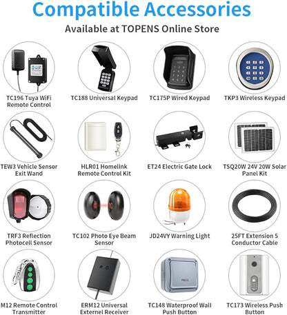 TOPENS A8132 Dual Swing Gate Opener Heavy Duty Automatic Gate Motor for Double Swing Gates Up to 18ft per Arm, Electric Driveway Gate Operator AC Powered with Remote Control Kit Solar Compatible