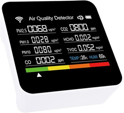 Pissente Smart Air Quality Detector, 14 in 1 Indoor Air Quality Meter with PM2.5 VOCs Temperature Humidity Sensor for Home Office Travel, Tuya Smart APP Connection