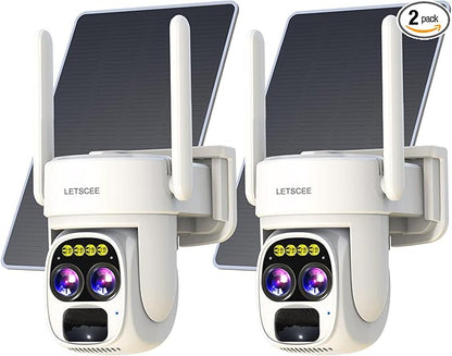 Cameras for Home Security Wireless Outdoor Solar,Alexa Security Camera Outside,360 PTZ Outside WiFi Camera Dual Lens 10x Zoom,Night Vision,2K,Water Proof, No Month Fee