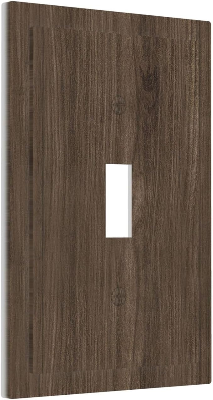 Decorative Light Switch Cover Plate Rustic Walnut Wood Grain 1 Gang Single Toggle Wall Plate Electrical Outlet Covers Decorate Switch Plate Cover for Farmhouse Cabin Decor