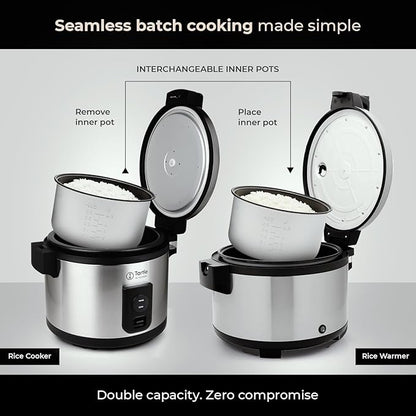 Tartle Commercial Rice Warmer and Soup Warmer - Warms 64 Cups Continuously for 12+ Hrs - Large Capasity, Non Stick & Keeps Rice Fluffy