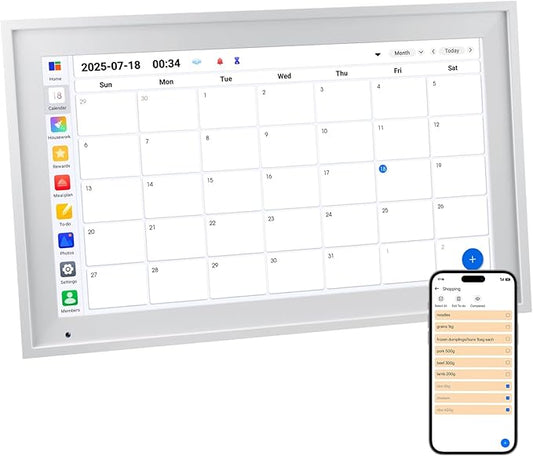 15.6 inch Wall Planner Digital Calendar & Chore Chart, Smart Tablet Touchscreen Interactive Display for Family Schedules, Great for Organizing Your Tasks