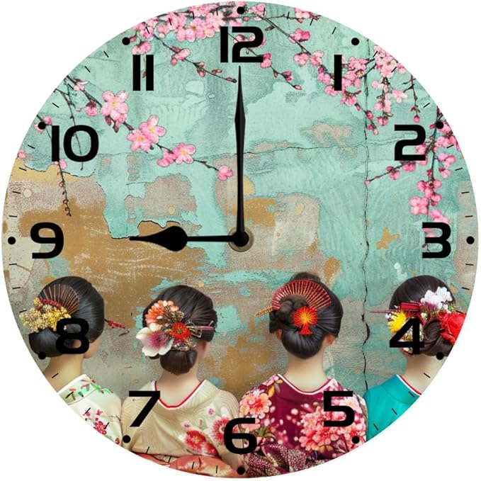 10 in Flower -126 Wood Wall Clock – Digital Time Display, Smart Home Compatible for Bedside or Workspace