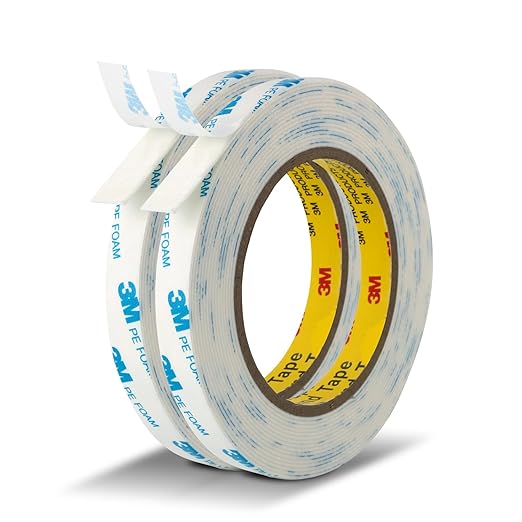 Double Sided Tape Strong Foam Tape 1/2" x 18Ft Made of 3M Heavy Duty Mounting Tape Waterproof PE Foam Adhesive Strips for Posters Alarm Sensors Window Shades and Other Home Office Deco (Pack of 2)