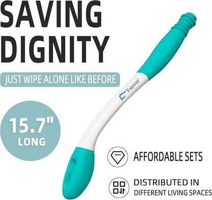 Fanwer Toilet Aids for Wiping Bottom - 15.7" Long Reach Comfort Butt Wiper Tools - Bottom Buddy Wiping aid Self Assist for Men, Women, Disabled,Elderly,Pregnant,and Back Surgery Recovery (2 Pack)