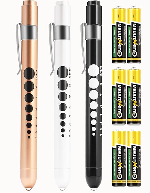 MEUUT 3 Pack Pen Lights for Nurses with 6 Batteries – Medical Penlights Nurse Accessories for Work, Perfect Nursing Student Essentials Medical Supplies for Nurses Doctors EMT Trauma