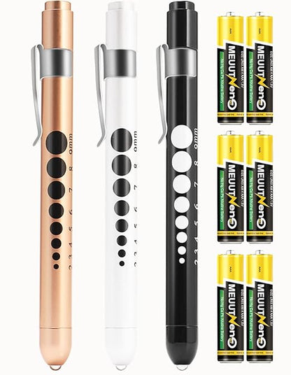 MEUUT 3 Pack Pen Lights for Nurses with 6 Batteries – Medical Penlights Nurse Accessories for Work, Perfect Nursing Student Essentials Medical Supplies for Nurses Doctors EMT Trauma