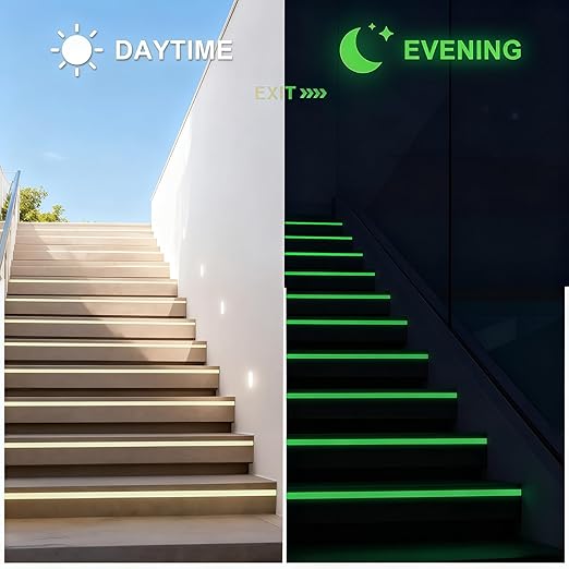 Glow in The Dark Tape 1Inch x 50FT - High Visibility Reflective Tape, Waterproof Adhesive Glow Tape for Stairs, Steps, Halloween DIY, Bikes, Cars, Safety Signs (1IN x 50FT)