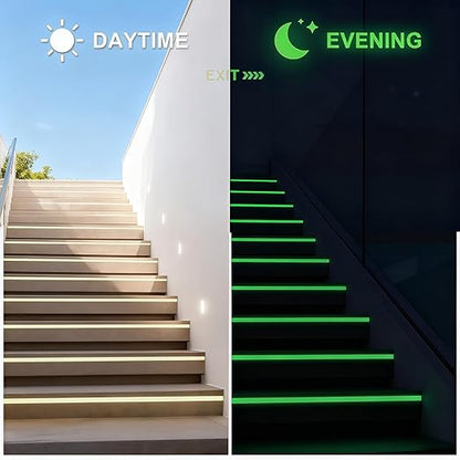 Glow in The Dark Tape 0.5Inch x 50FT - High Visibility Reflective Tape, Waterproof Adhesive Glow Tape for Stairs, Steps, Halloween DIY, Bikes, Cars, Safety Signs