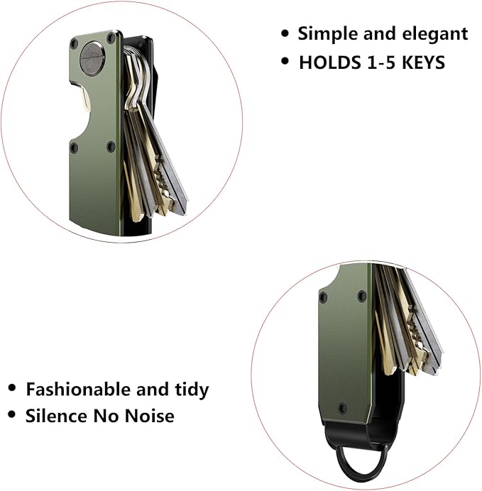 Key Organizer Compact Key Holder Metal Key Chain Minimalist key case key holder for keychain Secures 1-5 Keys