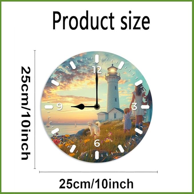 10 in Beach Path -2 Wood Wall Clock – Digital Time Display, Smart Home Compatible for Bedside or Workspace