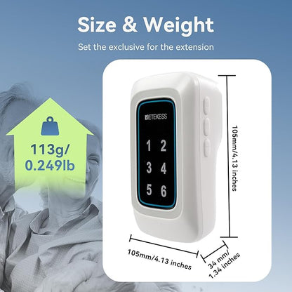 Retekess TH109N Call Button for Elderly at Home,Caregiver Pager, 850ft,Low Battery Reminder,LED Number Display, 1 Plug-in Receiver 6 Panic Buttons for Elderly at Hospital, Nursing Station