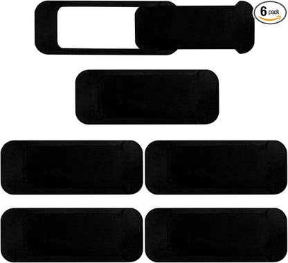 Webcam Cover Slide (6-Pack) – Extra-Large Privacy Shield for Laptop, Tablet, PC & Smartphone – Ultra-Thin Camera Blocker, Black
