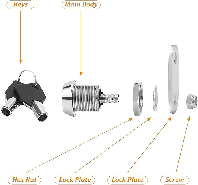 2 Pack Tubular Cam Locks, Metal RV Storage Door Locks, Cabinet Locks with 5/8'' Cylinder, Atom Lock for Arcade Machine, Cash Door, Tool Box, Chrome Finish and Keyed Alike (5/8 Inch 90°)