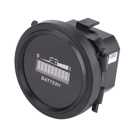 Estink LED Battery Indicator Meter, 12V/24V/36V/48V/72V Cart Battery Indicator, Round Status Indicator for Cart