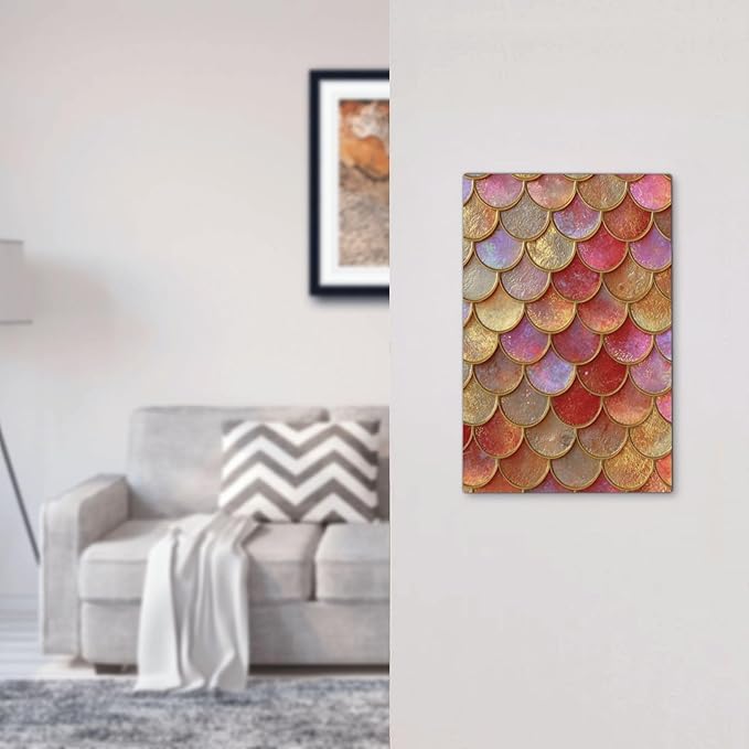 Mermaid Glitter Scale Rainbow Gold Fish Scales Light Switch Cover Plate 1 Gang No Device Blank Electrical Wall Plates Faceplate Decorative Switch Plate for Bed Room Home Decor