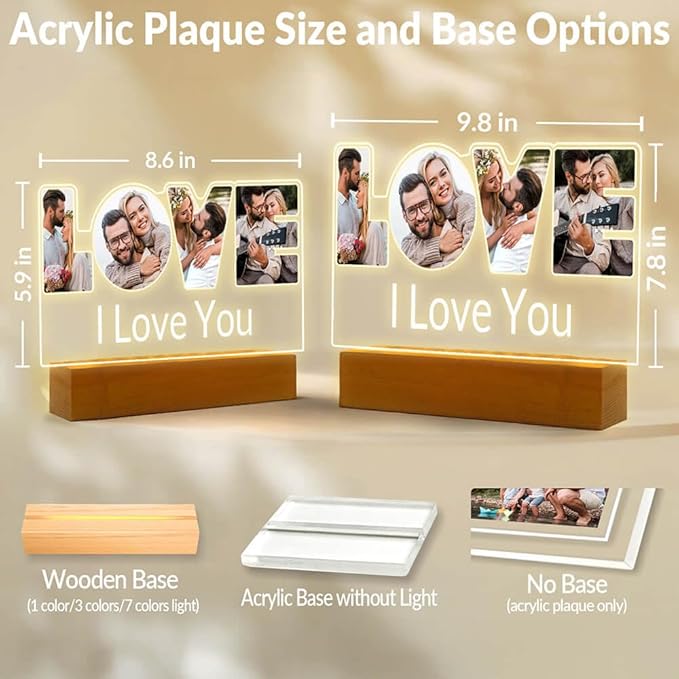 Custom Picture Frames, Personalized Photo Frames, Customized Picture Frame, Personalized Anniversary Valentines Day Gifts for Women Men Her Him Girlfriend Boyfriend Couple Mom Dad Family Pet