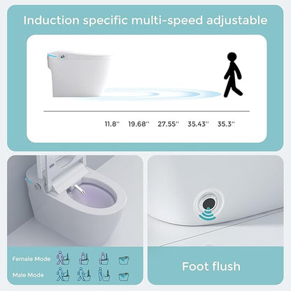 Smart Toilet with Bidet Built In, One Piece Toilet with Auto Open & Close Lid and Dual Flush, Heated Seat, Remote Control, Modern Electric Toilet with Water Tank, Foam Shield, Warm Dryer, 1.28GPF